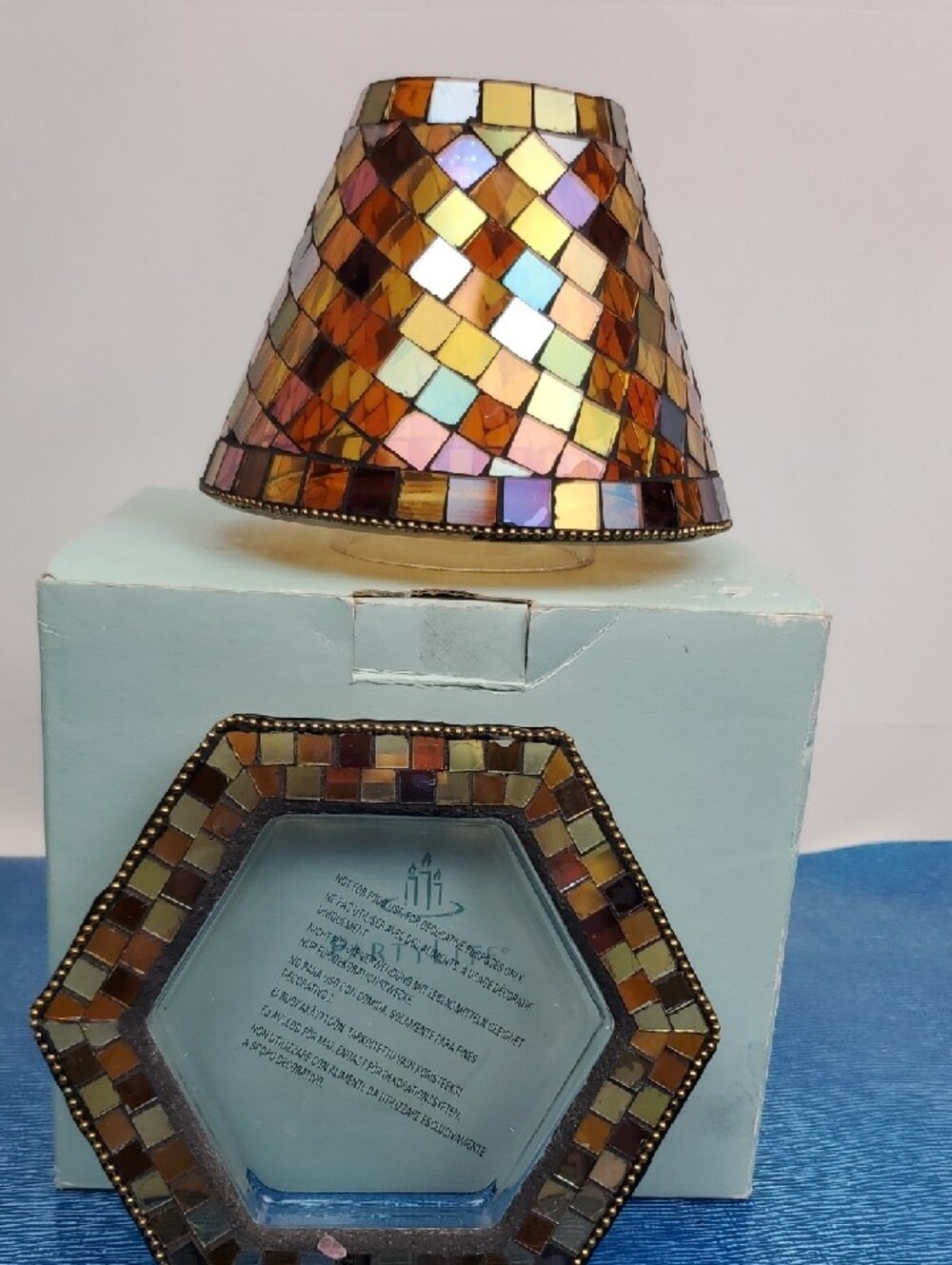 PartyLite Amber and Gold Mosaic Glass Votive Holder - Picture 9 of 9
